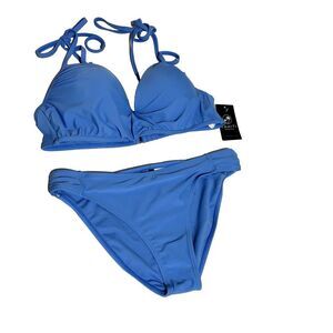 NEW Tahiti Bikini 2 Piece Set Women Size Large Blue Padded Wire adjustable strap
